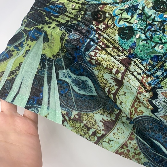 Vintage green blue boho baby doll top size medium Bella swan twilight - Picture 8 of 9